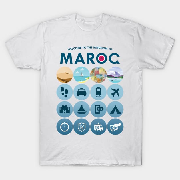 Iconic Morocco travel guide T-shirt T-Shirt by Marokino